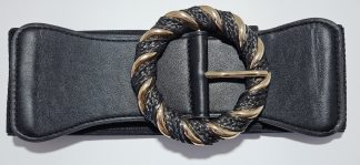 Round Buckle Elastic Stretch Belt - Black